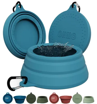 Productafbeelding van Hondenvoerbak Reis - Siliconen - Opvouwbaar - 700 ml - Groenblauw