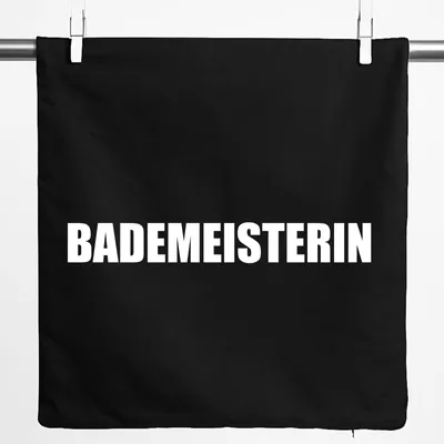 Produktbild von Huuraa Kissenbezug Bademeisterin Schriftzug 40x40cm Black Baumwolle Dekokissenbezug Geschenkidee