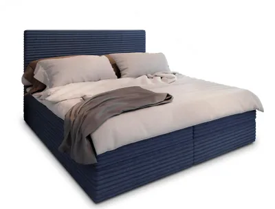Produktbild von Masseno Boxspringbett PISA 160x200 cm Komplett-Set mit Bonell Matratze und Topper, Polsterbett mit Bettkästen -Blau, TILIA 77