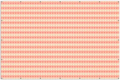 Produktbild von Wallario XXL Outdoor-Poster für Garten oder Balkon, Motiv Muster Herzen in beige und rot, in ca. 300 x 200 cm