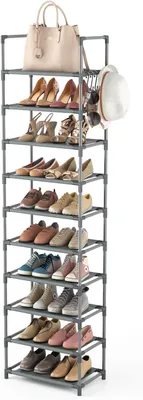 Produktbild von Schuhregal 10 Ebenen, grau, 43 x 25 x 172 cm, für Flur