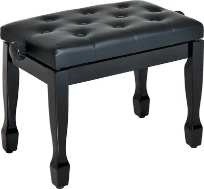 Produktbild von Klavierhocker Klavierbank Kosmetikhocker Höhenverstellbar Hocker Üben Von Musikinstrumenten Massivholz Kunstleder Schwarz 64 X 35 X 45-55 Cm