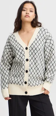 Image de Cardigan pour femme Ichi IHALVINO, col en V, boutonnage, coupe ample