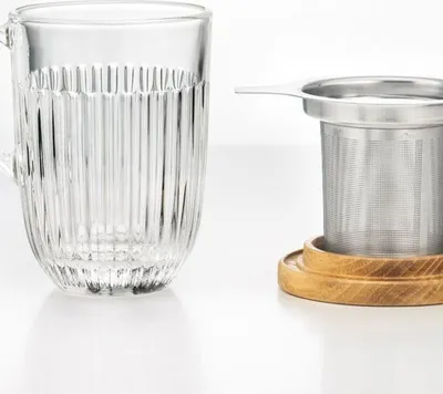 Produktbild von La Rochère Ouessant Teeglas 400ml H:11,7cm Ø8,5cm mit Teesieb und Deckel, klar