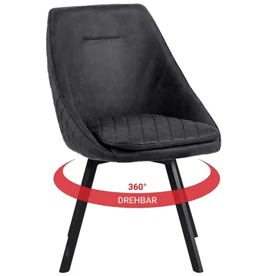 Produktbild von Essstuhl Drehstuhl Esszimmerstuhl Designstühle Kunstlederbezug in Antik Optik Küchenstuhl , Farbe:Schwarz;Menge:1 St.
