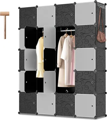 Produktbild von Clanmacy Kleiderschrank DIY Schuhschrank mit Gummihammer Multifunktionsregal 20 Würfel