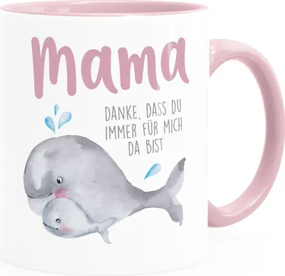 Produktbild von Kaffee-Tasse Danke dass du immer für mich da bist Geschenk für Mama Papa Muttertag Vatertag SpecialMe® Mama inner-rosa Keramik-Tasse
