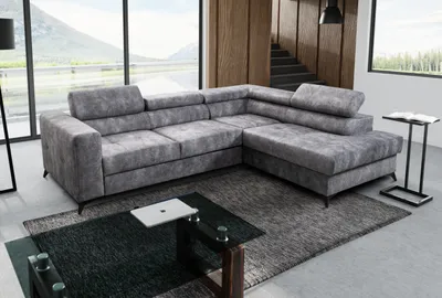 Image de Canapé d'angle Palermo en L à droite avec fonction couchage, coffre de rangement 267 cm, livraison à domicile, salon (couleur : Sally 09 - gris)