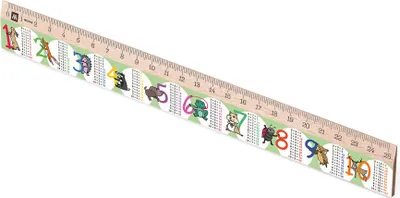 Produktbild von Metrie, Didakt-M07 Holzlineal, bedrucktes Kleine Einmaleins, 25 cm