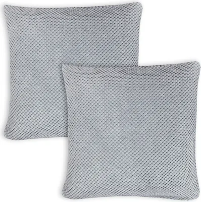 Produktbild von Kissenbezug 2er Set 50x50 cm Grau Dekokissen Kissenhülle Waben Kissen Chenille Webstruktur