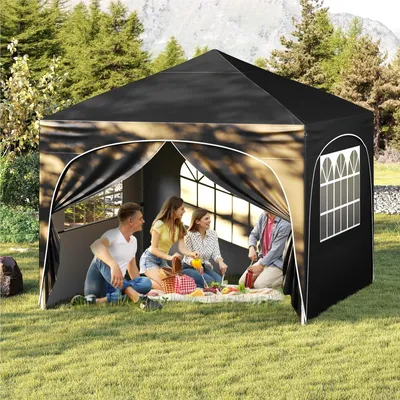 Obrázek produktu pro 3 x 3 metrový skládací pavilon – zahradní altán – párty stan – přístřešek – pavilon – 4 odnímatelné boční stěny