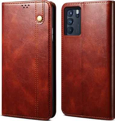 Produktbild von OPPO Reno6 4G Hülle, Leder Flip Brieftasche Schutzhülle für OPPO Reno6 4G Rot