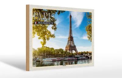 Produktbild von Holzschild Reise 30x20cm Paris Frankreich Eiffelturm