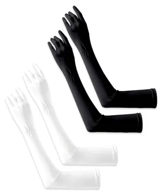 Produktbild von 2 Paar Sonnenschutzhandschuhe für Damen, Sommer-Reithandschuhe, UV-Schutz, rutschfest, aus Eisseide, verlängertes, atmungsaktives Mesh-Gewebe