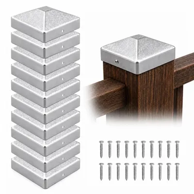 Zdjęcie produktu dla Zestaw 10 osadkowych nakładek na słupki, o wymiarach 7 x 7 cm, wraz z wkrętami montażowymi