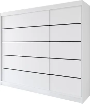 Produktbild von Easy4You R7 250 cm Weiß Schiebetüren Kleiderschrank 250x215x58 cm Schlafzimmermöbel, Aufbewahrung - Mehrzweckschrank - Farbe: Weiß