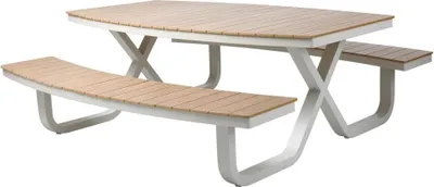 Produktbild von Picknicktisch Buddy Aluminium Polywood Natur Sand 217 x 200 x 75 cm