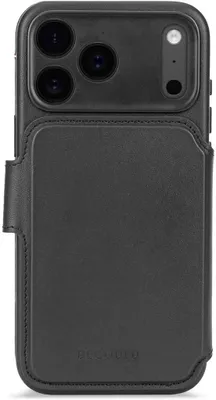 Image de Étui MagSafe pour Apple iPhone 17 Pro - Coque portefeuille en cuir véritable Decoded en cuir véritable 2-en-1 - Noir