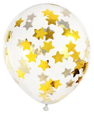 Produktbild von Konfettiballons - Sterne, 30cm, gold (1 Packung / 6 Stück)