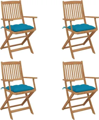 Obrázek produktu pro The Living Store Skládací zahradní židle 4 ks s polštářem z masivního dřeva akácie
