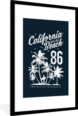 Produktbild von MuchoWow® MuchoWow® Gerahmtes Poster Strand - Palme - Retro 60x90 cm - Poster mit zchwarzem Bilderrahmen - Dekoration - Wandposter Wohnzimmer - Hochwertig