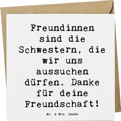 Produktbild von Mr. & Mrs. Panda Grußkarte Spruch Freundinnen Schwestern - Weiß - Geschenk, Danke sagen, faltkarte, Bedanken, doppelkarte, Geschenkidee, Freundin, Wertschätzung, Freude