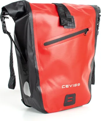 Produktbild von Fahrradtasche rot/schwarz Packtasche 25 L Gepäckträgertasche Wasserdicht Schnellverschluss