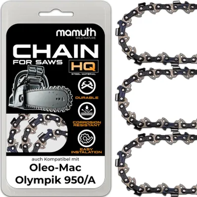 Produktbild von 3x Sägekette Kettensäge 40cm 1,5mm 0,325" 66 TG für Oleo-Mac Olympik 950/A