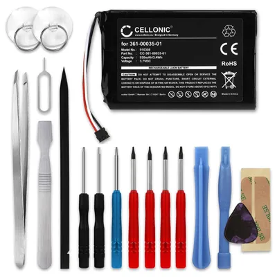 Produktbild von CELLONIC 1x Akku für Navigation Kompatibel mit Garmin nüvi 1200, Drive Assist 51, Drive Assist 51LMT, 361-00035-01 - (930mAh, 3.7V) + Werkzeug-Set