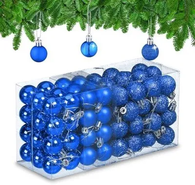 Immagine prodotto di Set di palline natalizie con effetto glitter, 96 pezzi, opache e lucide