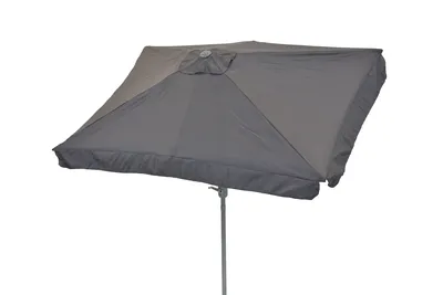A gray umbrella on a white background.