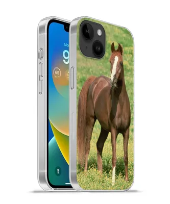 Produktbild von MuchoWow® Handyhülle Schutzhülle Hülle für Apple iPhone 14 Plus - Soft case Pferde - Gras - Braun Silikon Softcase Handy Hülle - Abbildung