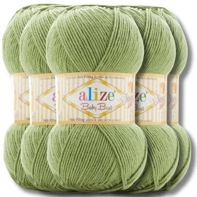 Immagine prodotto di Alize 5x 100g Baby Best, filato antipilling, tinta unita, ideale per uncinetto e maglia (Verde | 485)