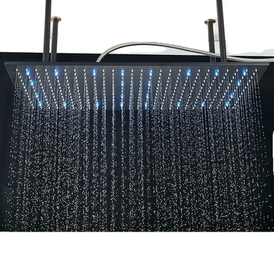 Produktbild von LED-Duschkopf, Nickel-Finish, rechteckiges Design, Schwarz A