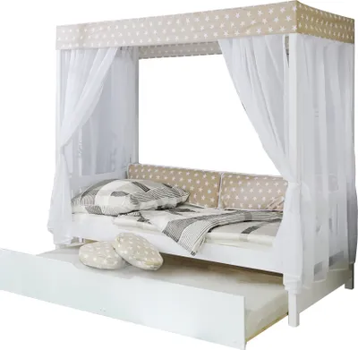 Produktbild von Himmelbett Marianne inkl. Tüll-Set Braun Weiß