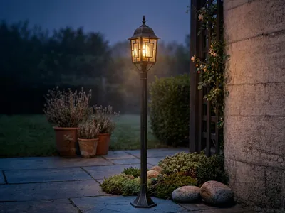 Produktbild von LED Wegeleuchte 100cm, E27 Gartenlaterne zur Garten Wegbeleuchtung Rostoptik