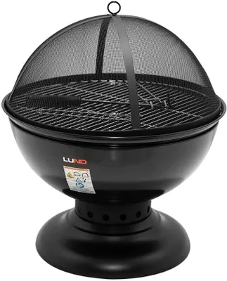 Imagen del producto de Hoguera 2 en 1 con función de parrilla, diámetro 57 cm. Parrilla y hoguera de acero, que incluye rejilla, tapa y gancho para la leña. Chimenea de jardín, barbacoa para exteriores, hoguera, estufa para terrazas
