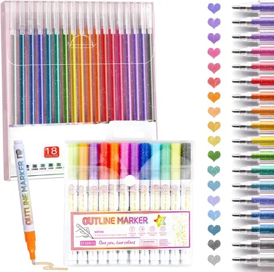 Produktbild von Glitzerstiftsatz - Set mit 36 - Glitzergele-Stifte und Metallic-Marker für Kinder - Bastelbedarf