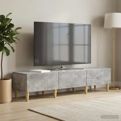 Image de Meuble TV vidaXL, gris béton, 147 x 34,5 x 30 cm, aggloméré