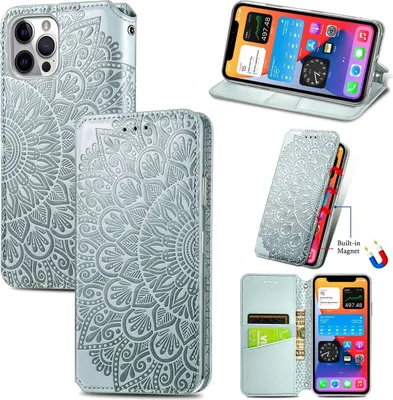 Produktbild von König Design Hülle kompatibel mit Apple iPhone 12 / 12 Pro Kunstleder Handyhülle - Handy Case Grau