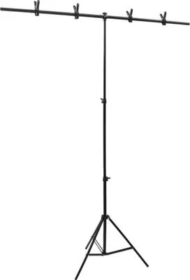 Productafbeelding van Achtergrondstandaard T-vormig 151x60x(70-200) cm zwart