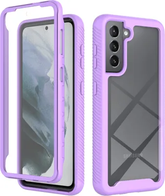 Immagine prodotto di Custodia per Samsung Galaxy S21 FE 5G, paraurti con protezione dello schermo integrata a 360° Custodia protettiva per tutto il corpo Viola
