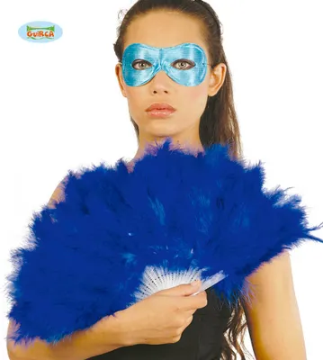 Produktbild von 20s Federfächer Gelb Accessoire Party Karneval Event Flair Fest Nacht Leben Kostüm Ball Federstärke Club Show Feier Stimmung Vintage Look Retro Stil, Farbe: Blau