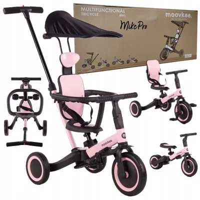 Produktbild von COIL Dreirad, Lauflernrad, Kinderlaufrad, Dreirad/Laufrad, Balance Bike , 6in1, Kunststoffsitz, ab 12 Monaten, Gummiräder, Höhenverstellung, Rosa