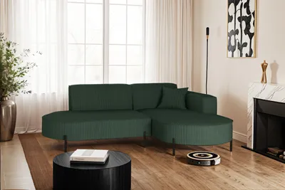 Image de Canapé d'angle, canapé en L Designer Modena Pur tissu Poso Vert Droite