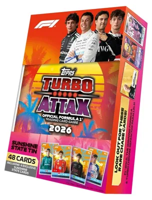 Produktbild von Topps F1 2026 Turbo Attax Mega Tin Sunshine State Card Box
