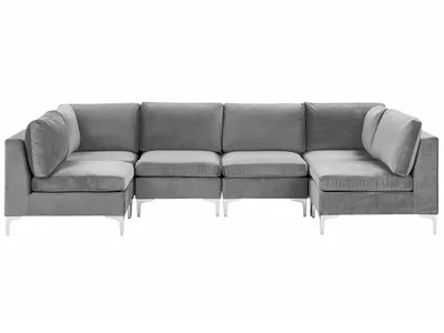 Produktbild von BELIANI Modulares Sofa U-Form Grau Polsterbezug aus Samtstoff Metallbeine Wohnzimmer Salon Wohnlandschaft