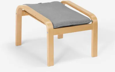 Image de Tabouret Design Nordique Pouf Tabouret de pied en tissu avec pieds en bois Sylt - Gris