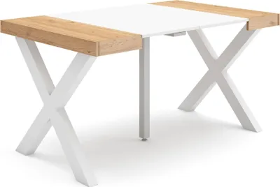 Produktbild von Ausziehbarertisch, 140x90x73cm, Für 6 Gäste, Massivholz Beine, Eiche und weiß