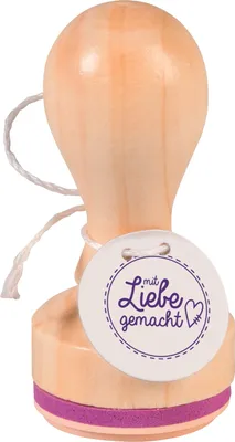 Produktbild von HEYDA 211803002 Stempel mit Liebe gemacht Holz matt lackiert
